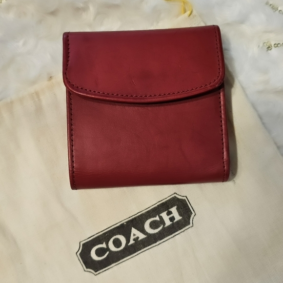 Vintage Coach Water Buffalo Leather Kisslock Wallet / French Purse ( Red ) - Picture 7 of 14